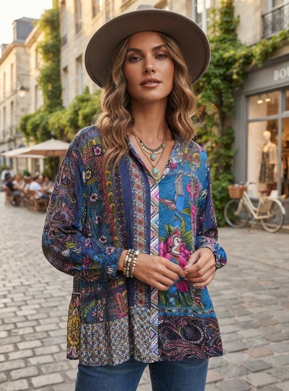 John Mark Multi‑panel Print Blouse